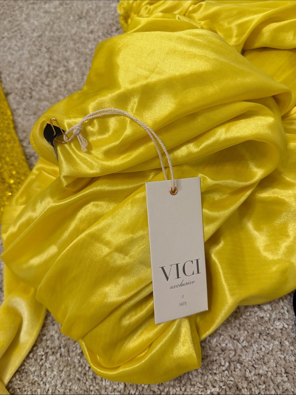 VICI Yellow Sequin Tie-Front Wrap Dress - Picture 6 of 7